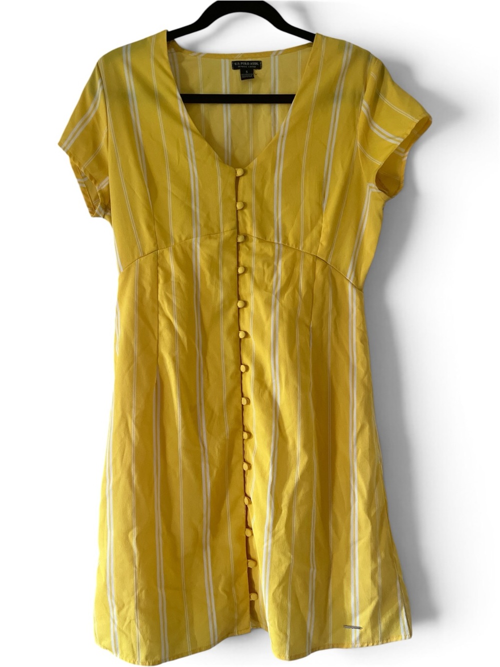 US Polo ASSN. Yellow Striped Button-Front Mini Dress